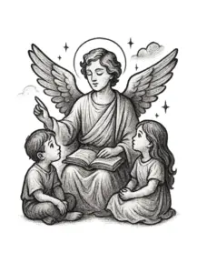 engel-erzaehlt-kindern-himmel-schwarz-weiss-tattoo