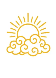 stilisierte-sonne-mit-wolken-und-strahlen-tattoo-steissbein