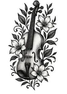 stilisierten-geige-mit-floralen-verzierungen-tattoo-vorlage