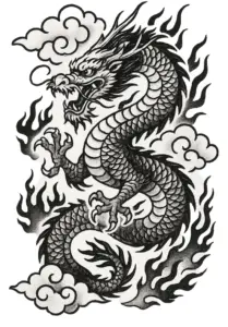 tattoovorlage-drachen-in-wolken-und-flammen