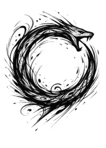 tattoovorlage-drachen-uroboros-mit-dynamischen-linien