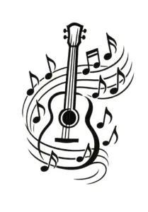 tattoovorlage-gitarre-und-musikalische-noten