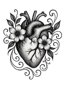 tattoovorlage-kuenstlerisches-herzmotiv-mit-floralen-elementen