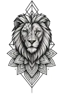 tattoovorlage-loewe-geometrisch-mit-mandala-elementen