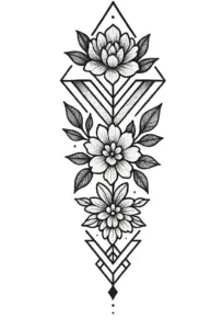 tattoovorlage-mit-blumen-und-geometrischem-muster