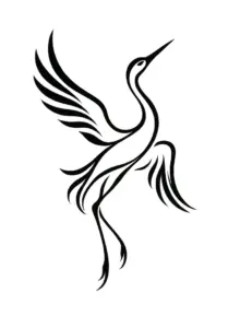 tattoovorlage-stilisierter-kranich-in-eleganter-pose