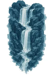 wasserfall-ueber-felsen-tattoovorlage-wade-unterschenkel